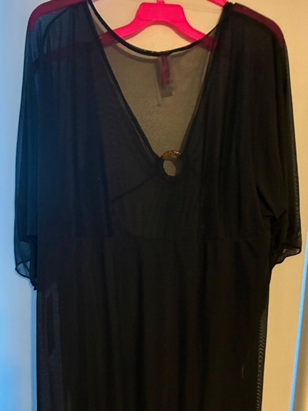 NWT Betsey Johnson Swim Black One-Piece Swimsuit W/Matching Kimono Cover Up 3X